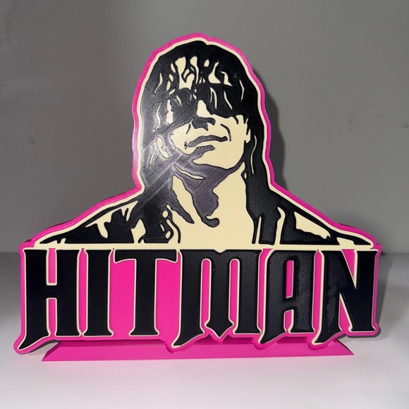 Brett The Hitman Hart 3d logo sign WWE WWF shelf Art wall display wrestling icon - Picture 1 of 3
